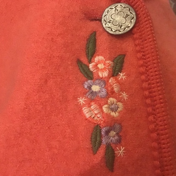 GIESSWEIN 100% Boiled Wool Embroidered Orange Apricot Jacket Pewter Buttons .10 - Picture 8 of 14